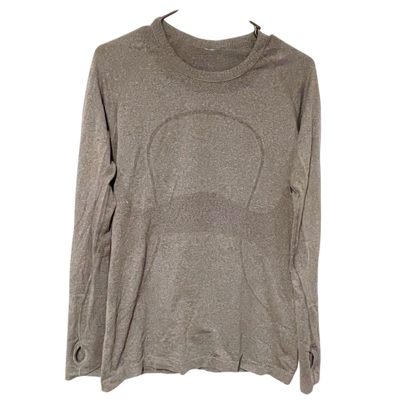 LULULEMON Size 10 Grey Run Swiftly Long Sleeve Top Athletic - Picture 1 of 4